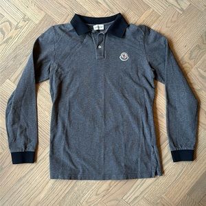 Boys Moncler Long Sleeve Polo, size Large in dark gray